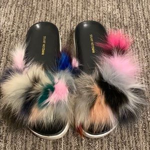 Stuart Weitzman Fuzzy Sandals